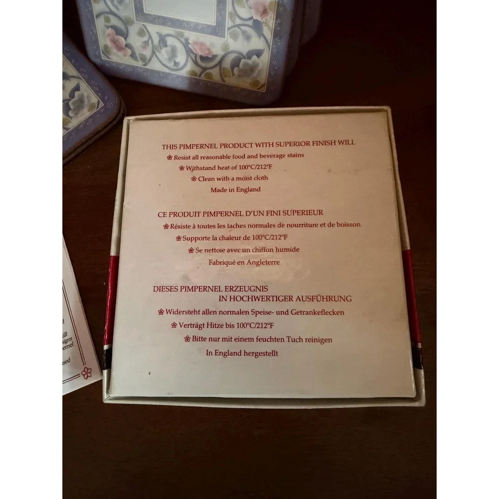 Pimpernel China Rose Set of 6 Coasters, Lavender Floral Pattern